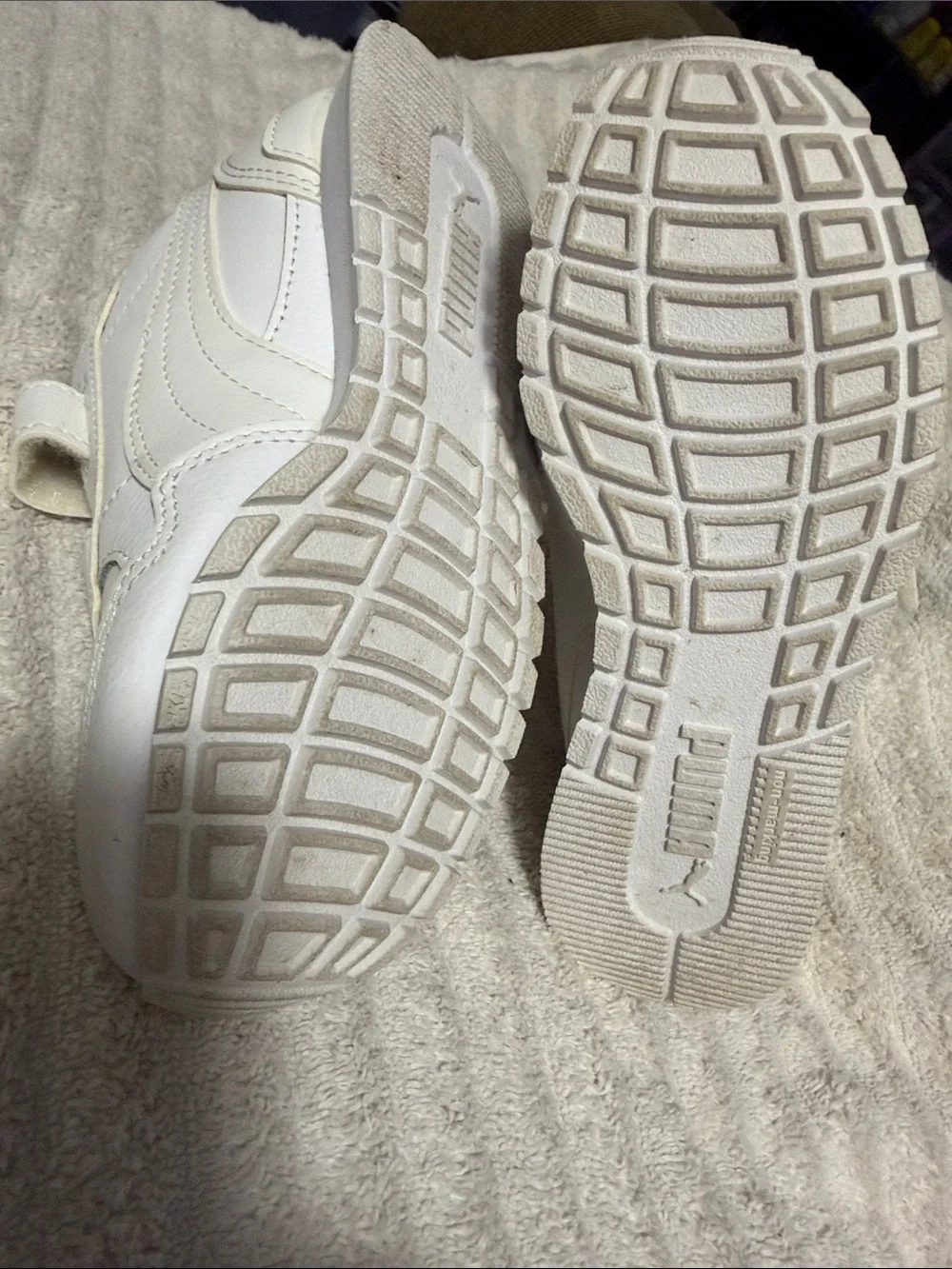 Puma Kids White Double-Strap Sneakers leather